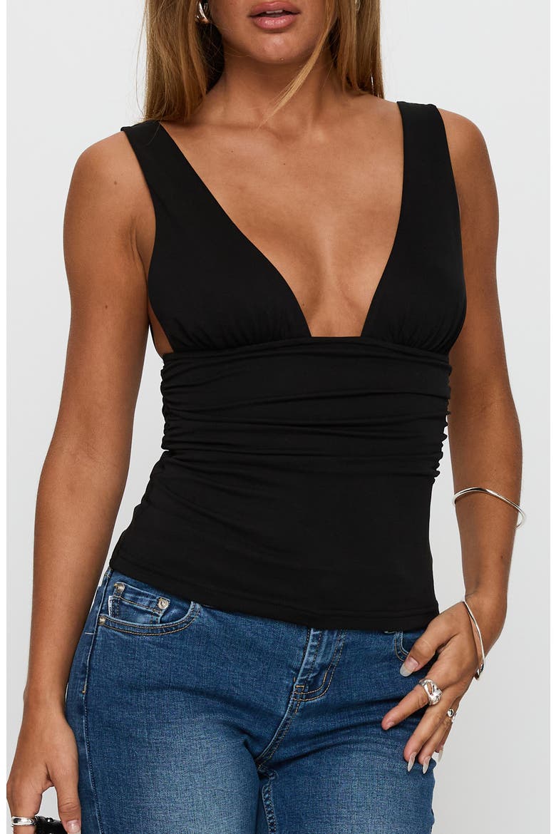 Sublime Ruched Tank, Main, color, BLACK