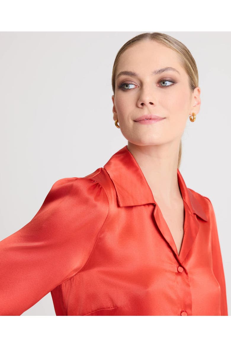 Beatrice Silk Satin Collar Shirt, Alternate, color, Red