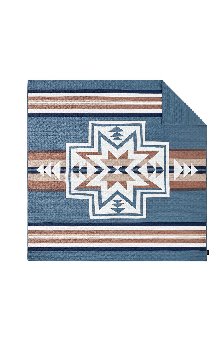Pendleton Silver City Reversible Quilt & Sham Set, Alternate, color, Blue Mirage