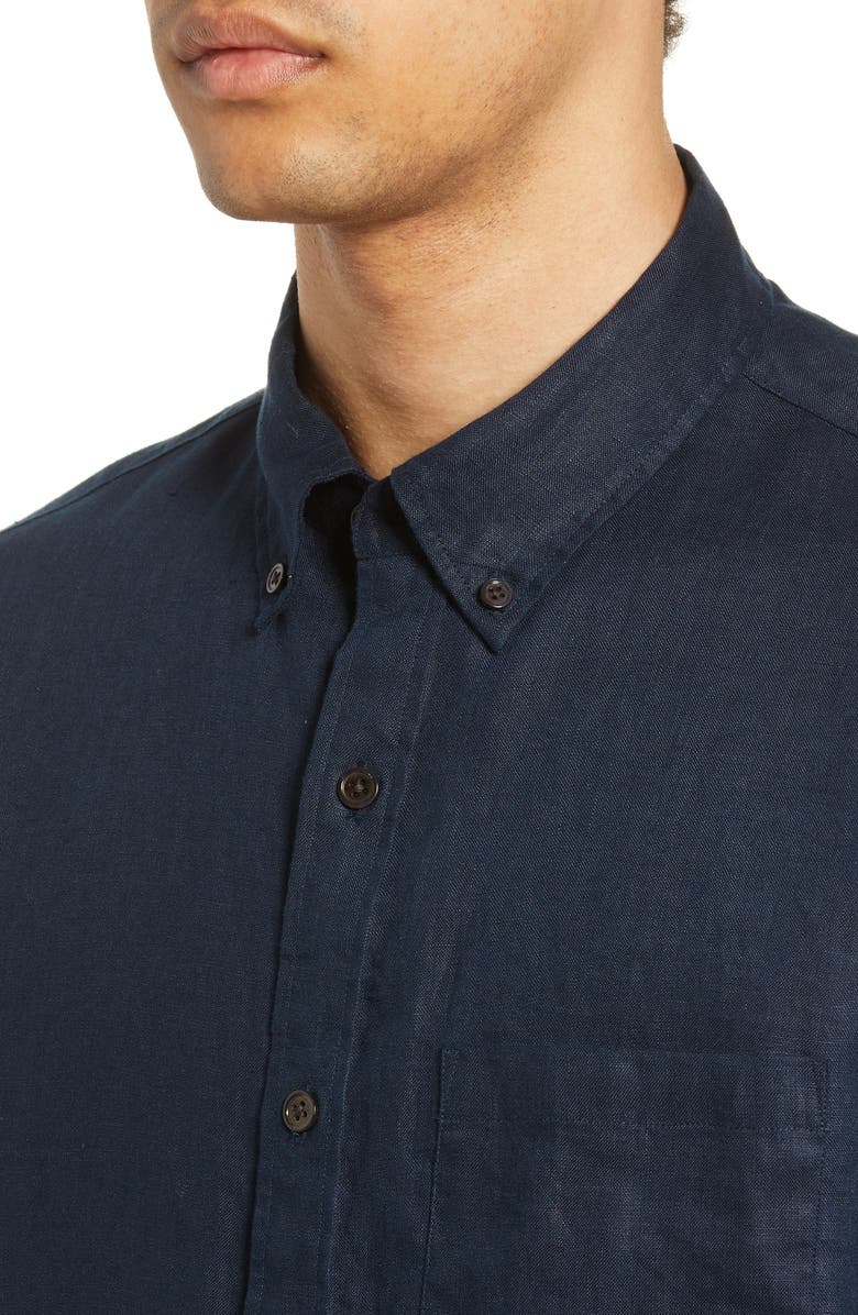 Club Monaco Solid Linen Slim Fit Sport Shirt, Alternate, color, 