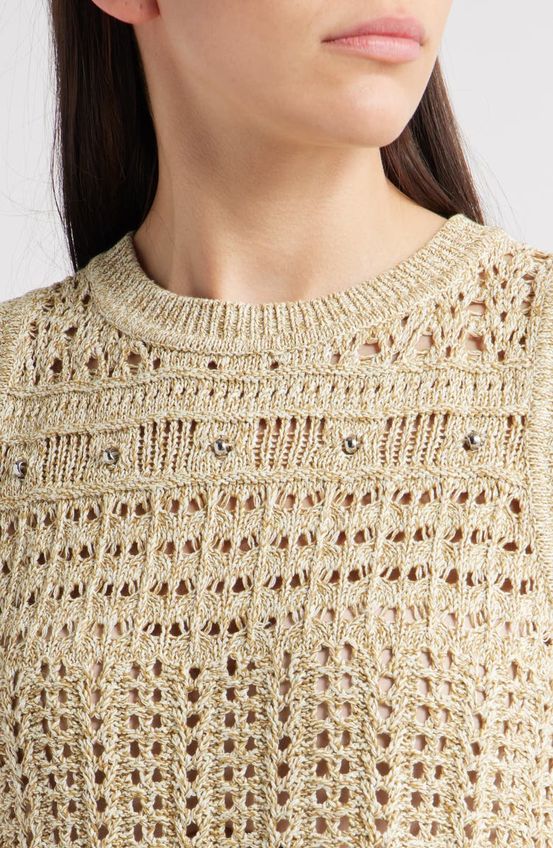 Milly Beaded Fringe Sweater Tank, Alternate, color, Beige Multi