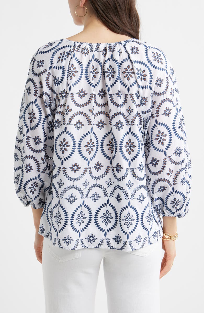 Caslon<sup>®</sup> Embroidered Eyelet Lace Top, Alternate, color, White- Blue Embroidery