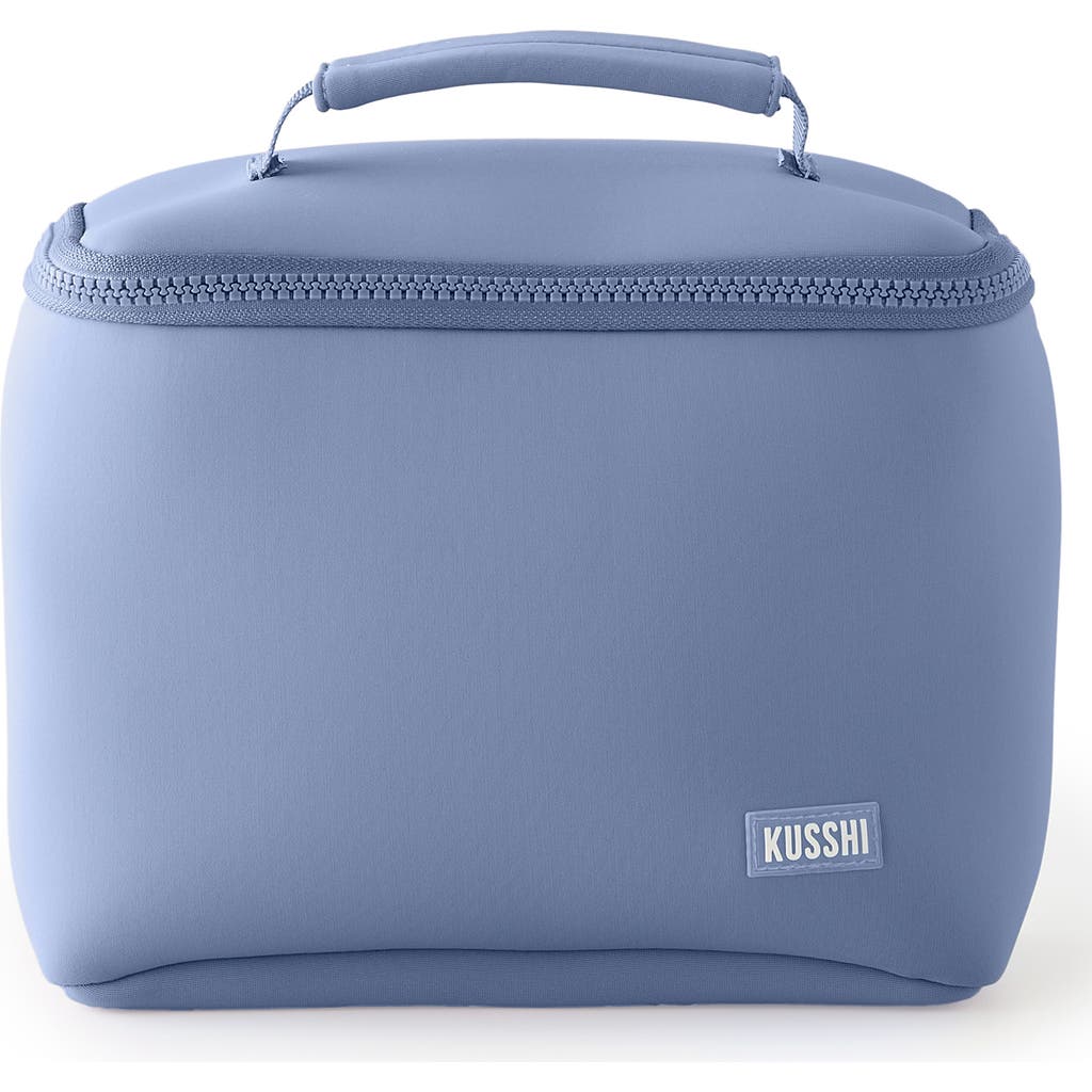 Kusshi Small Neoprene Train Case In Pearl Blue/sand Pink