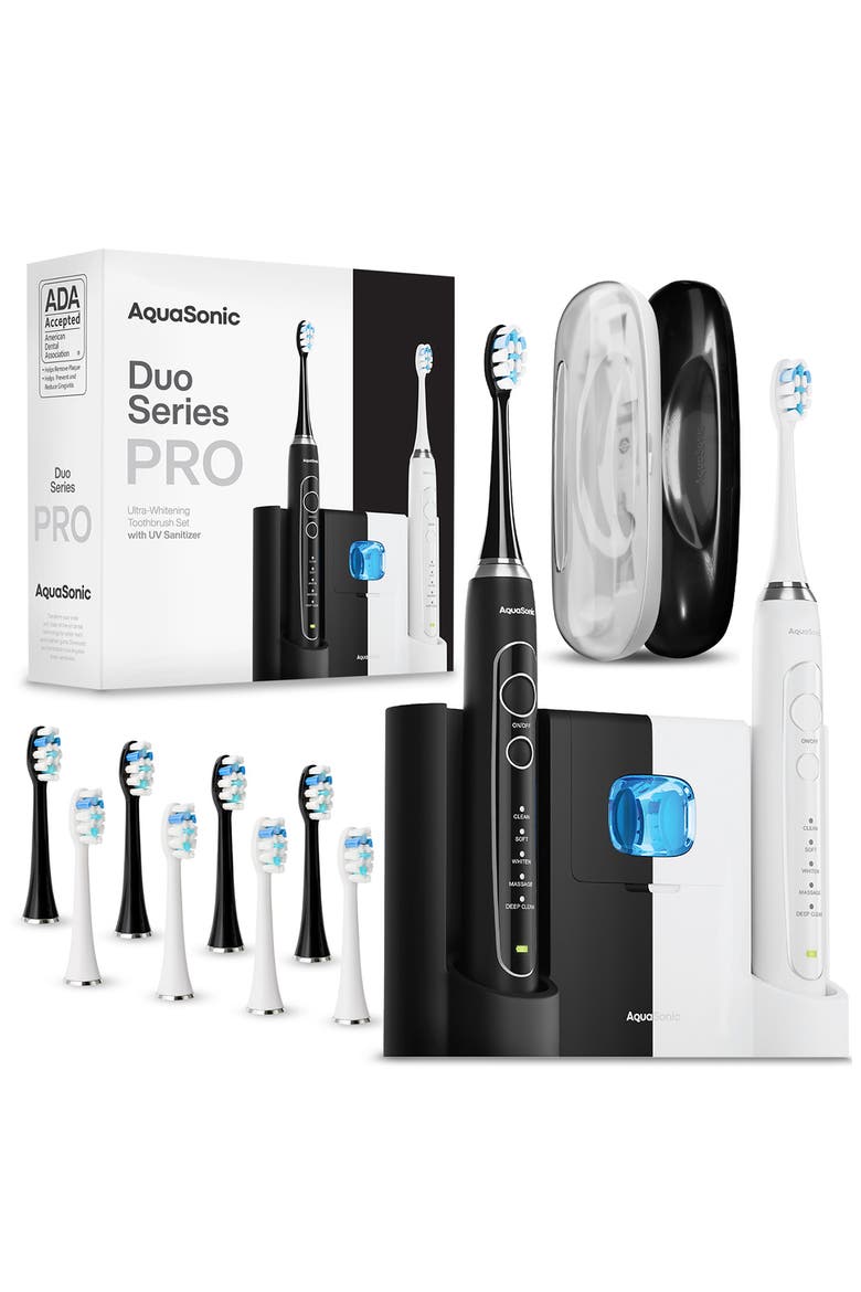 Pro Home & Travel System Ultra-Whitening Electric Toothbrush Duo & UV Sanitizer, Main, color, NO COLOR