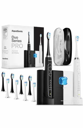 AQUASONIC Pro Home & Travel System Ultra-Whitening Toothbrush Set with UV Sanitizer