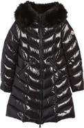 Moncler Fulmarre Quilted Down Coat with Faux Fur Trim