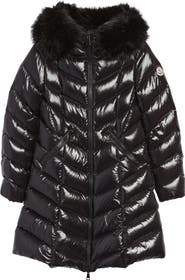 Moncler Fulmarre Quilted Down Coat with Faux Fur Trim