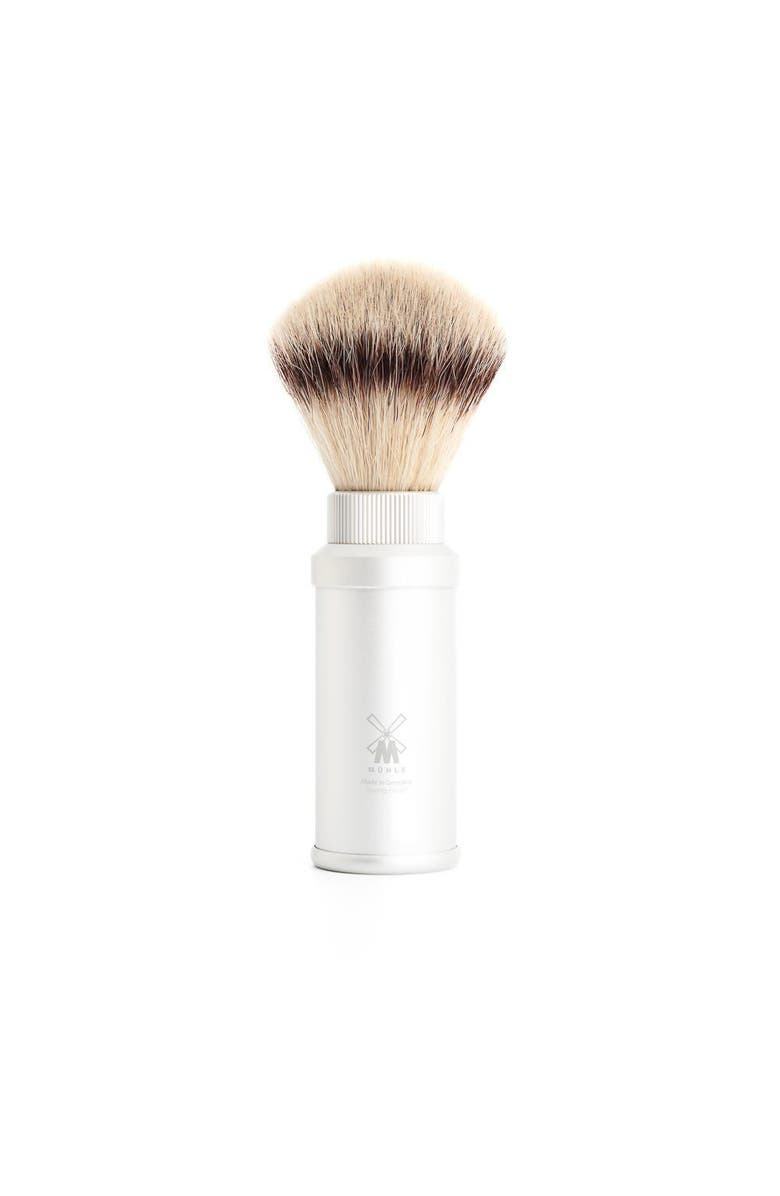 MÜHLE Travel Silver Anodized Aluminum Silvertip Fiber Travel Shaving Brush, Main, color, Silver