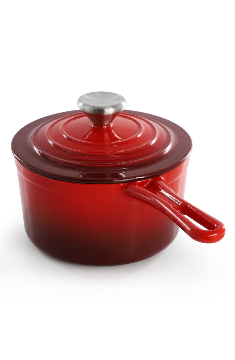 Megachef 2 Quart Enameled Cast Iron Sauce Pan, Alternate, color, Red