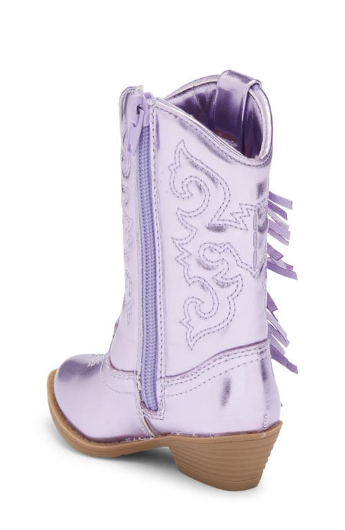 Harper Canyon Kids' Fringe Metallic Western Boot In Purple