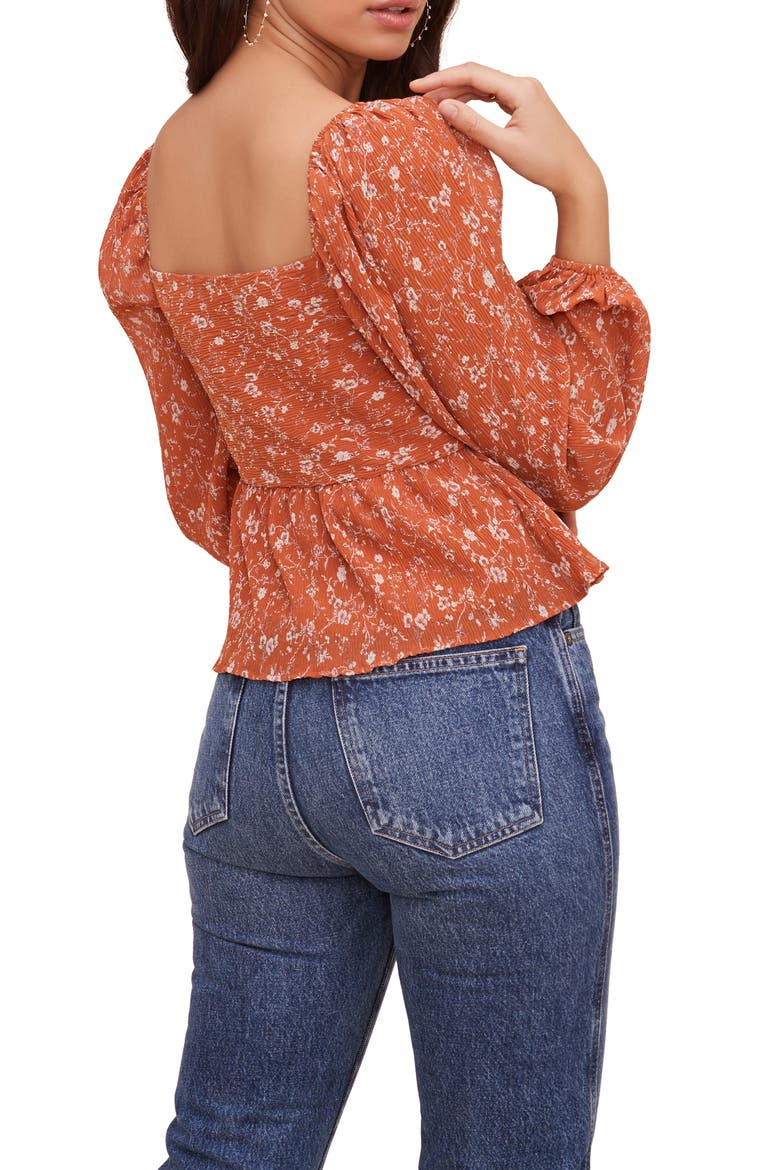 Crinkle Sweetheart Top, Alternate, color, RUST MULTI FLORAL