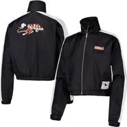 Mitchell & Ness Women's Mitchell & Ness Black Cincinnati Bengals Nylon Cropped Full-Zip Jacket