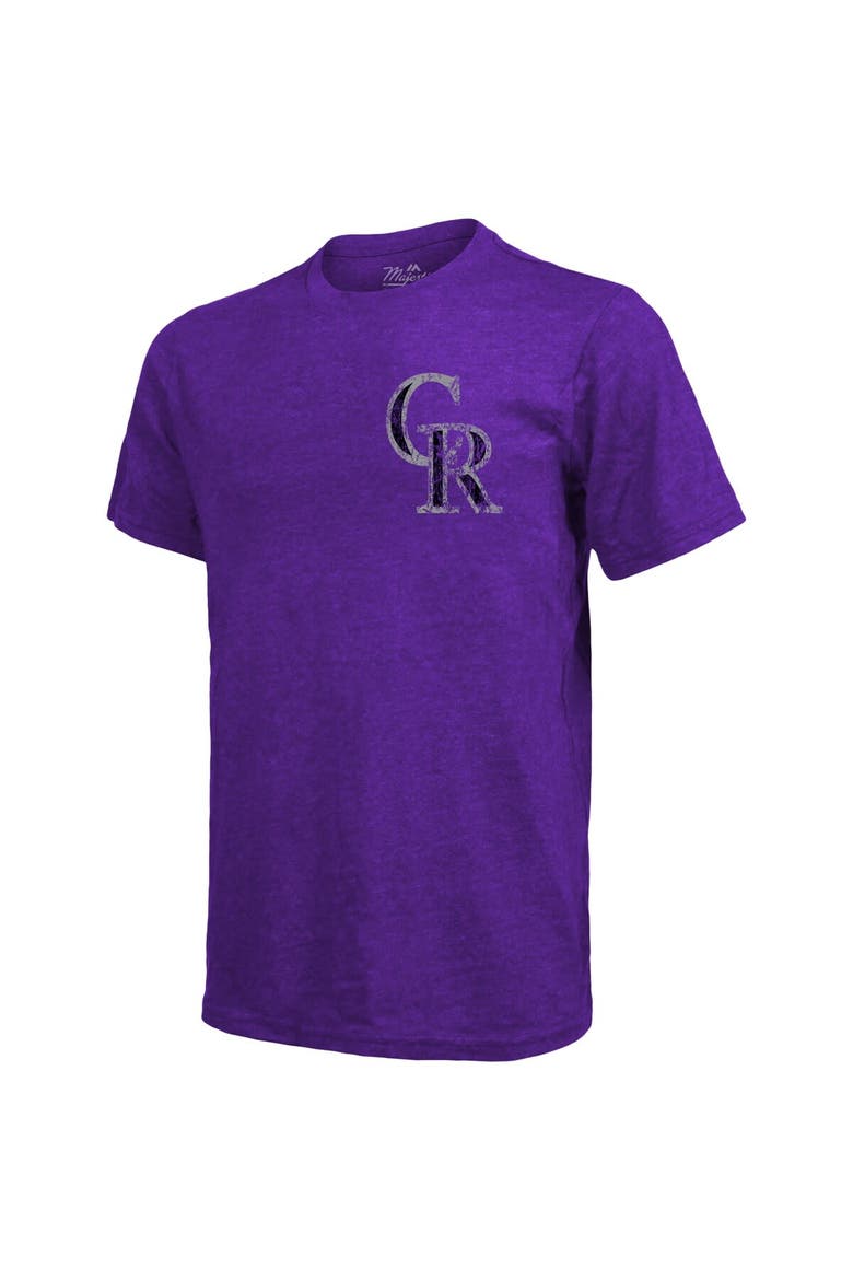 Men's Majestic Threads Purple Colorado Rockies Throwback Logo Tri-Blend T-Shirt, Alternate, color, Purple