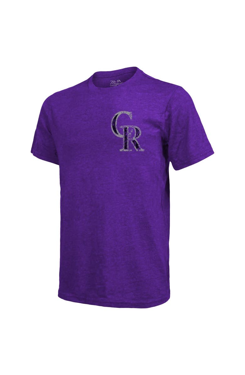Majestic Threads Men's Majestic Threads Purple Colorado Rockies Throwback Logo Tri-Blend T-Shirt, Alternate, color,