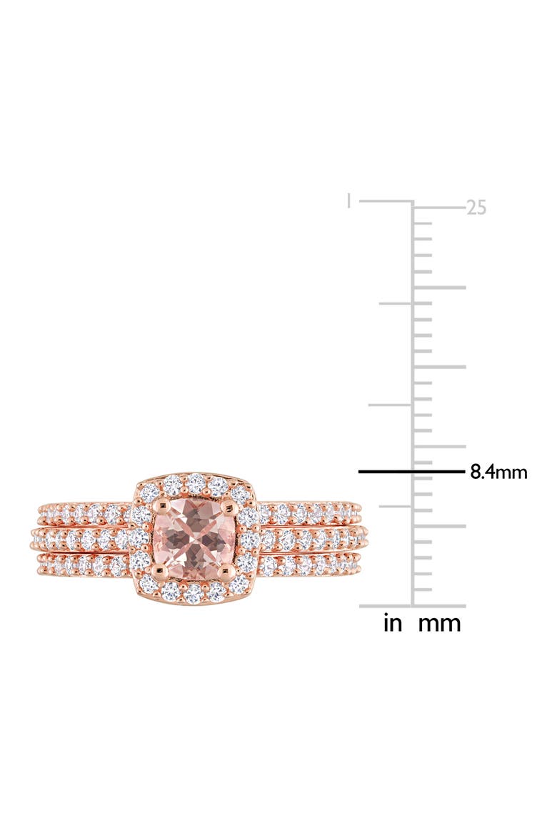 Set of 3 Morganite & Lab Grown White Sapphire Rings, Alternate, color, PINK