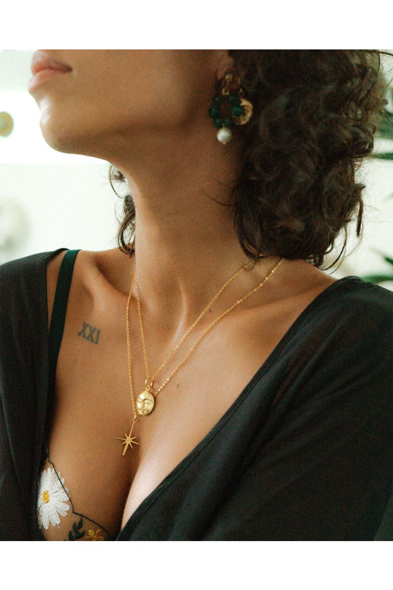 Northern Star Necklace, Alternate, color, Brass