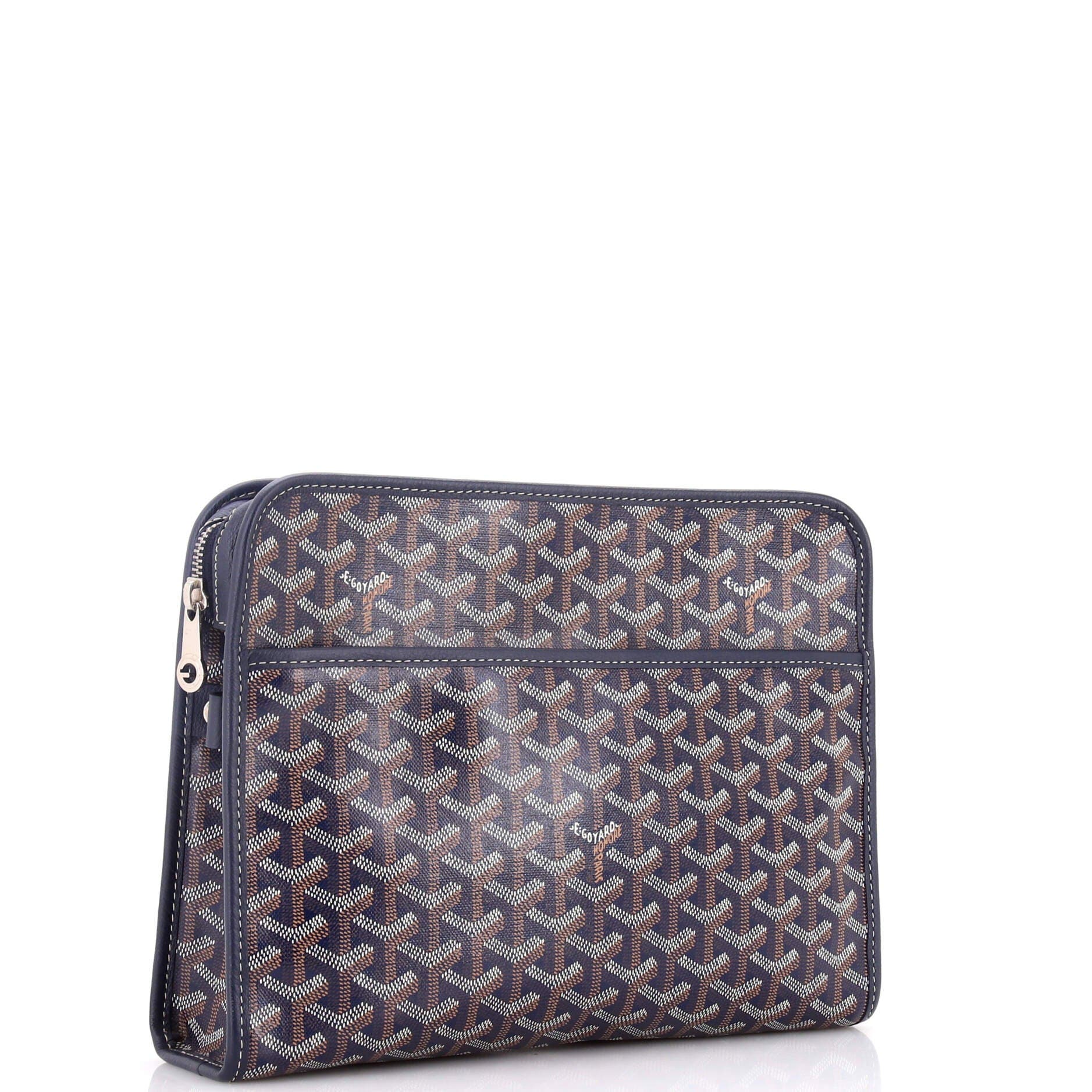 Pre-Owned Goyard Jouvence Toiletry Pouch Coated Canvas GM, Alternate, color, Blue