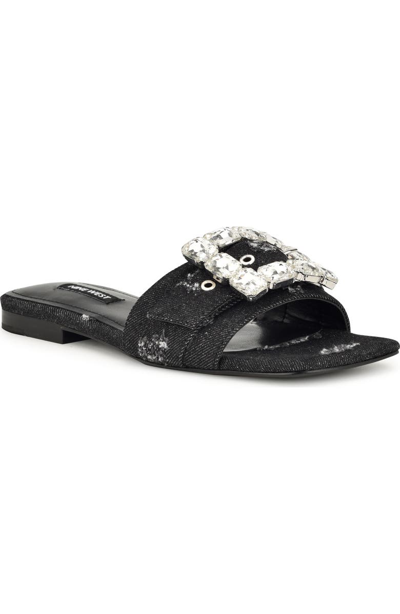 Nine West Matter Crystal Buckle Slide Sandal, Main, color,