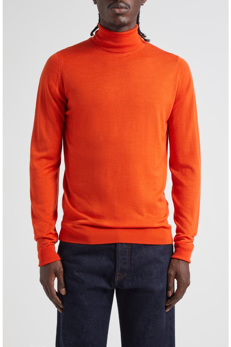 Richard Turtleneck Merino Wool Sweater, Main, color, HARDWICK ORANGE