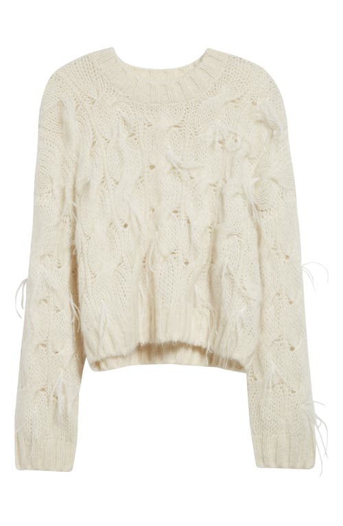 Vince Feather Detail Alpaca Blend Cable Sweater In Off White