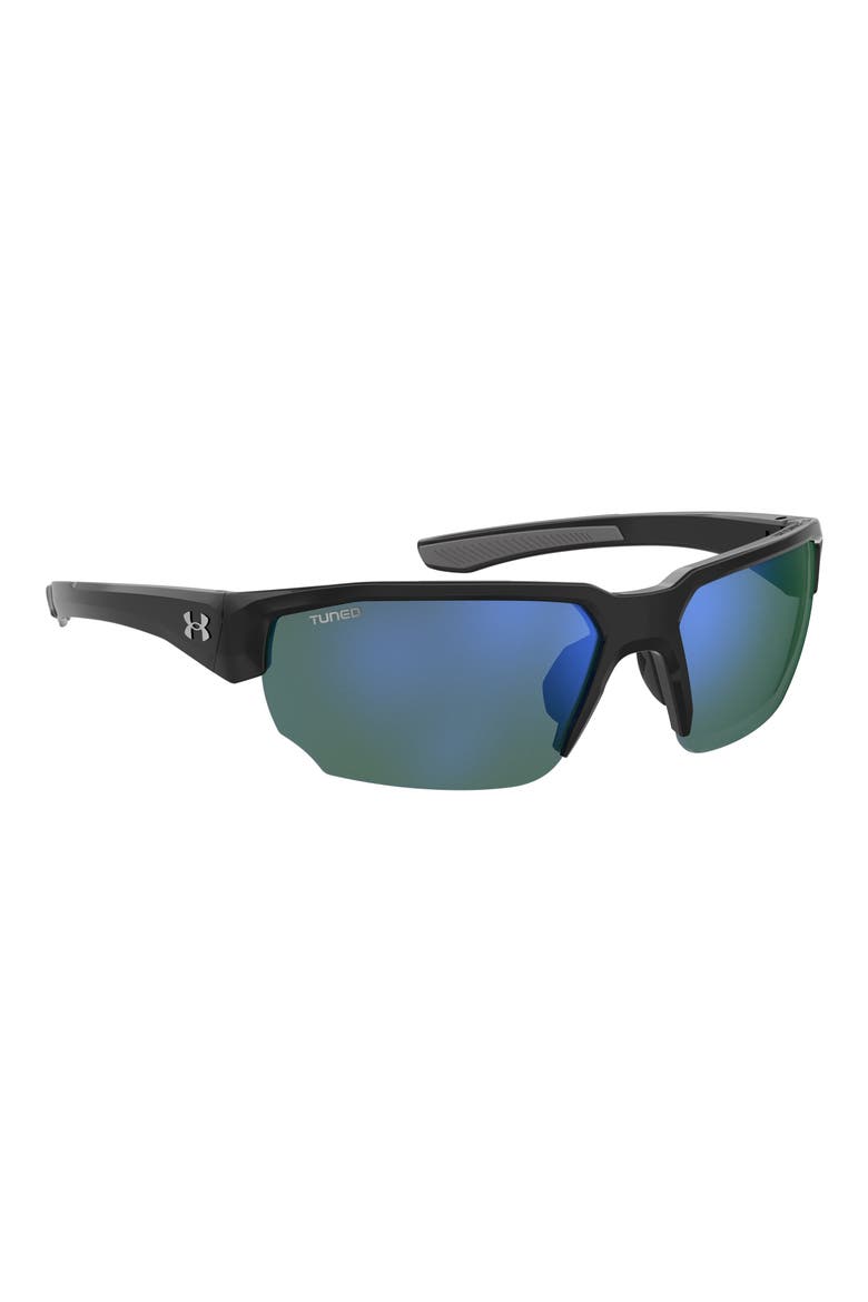 70mm Polarized Oversize Sport Sunglasses, Alternate, color, BLACK GREY / GREEN