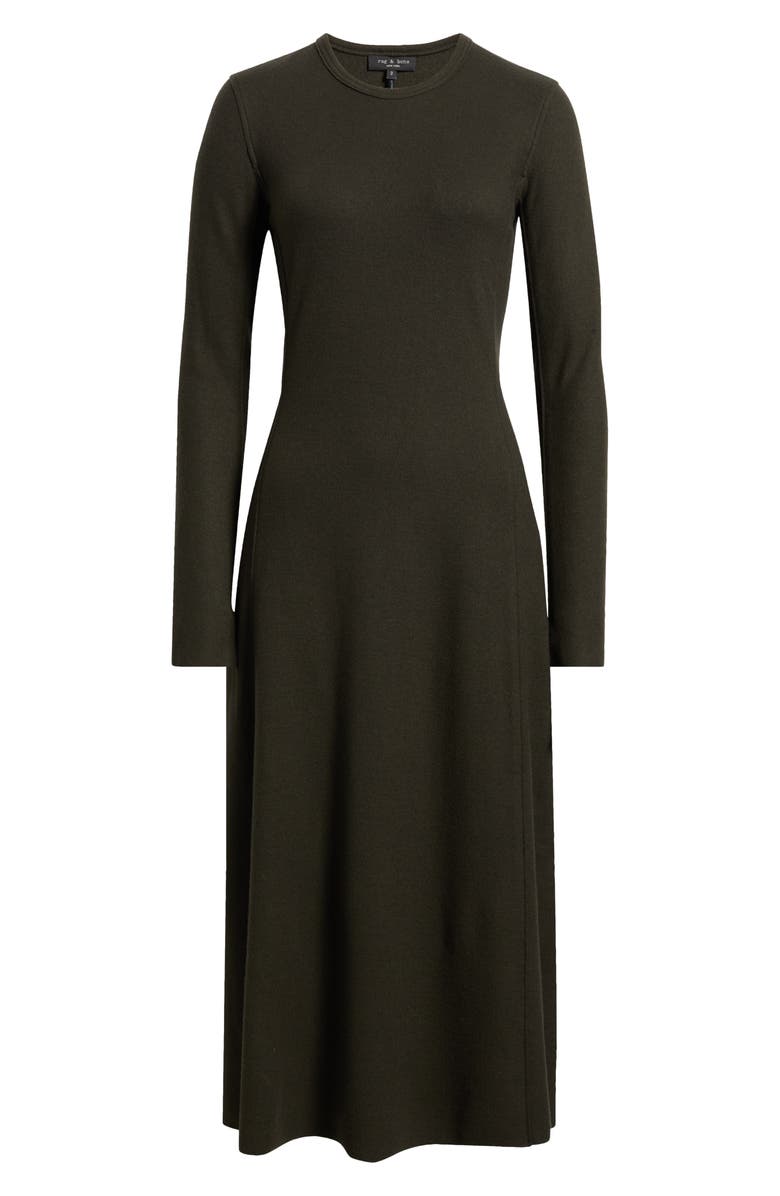 rag & bone Yan Long Sleeve Wool Sweater Dress, Alternate, color, Army