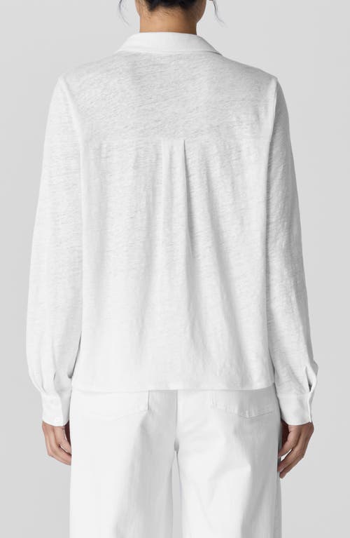Eileen Fisher Classic Slim Fit Organic Linen Button-up Shirt In White