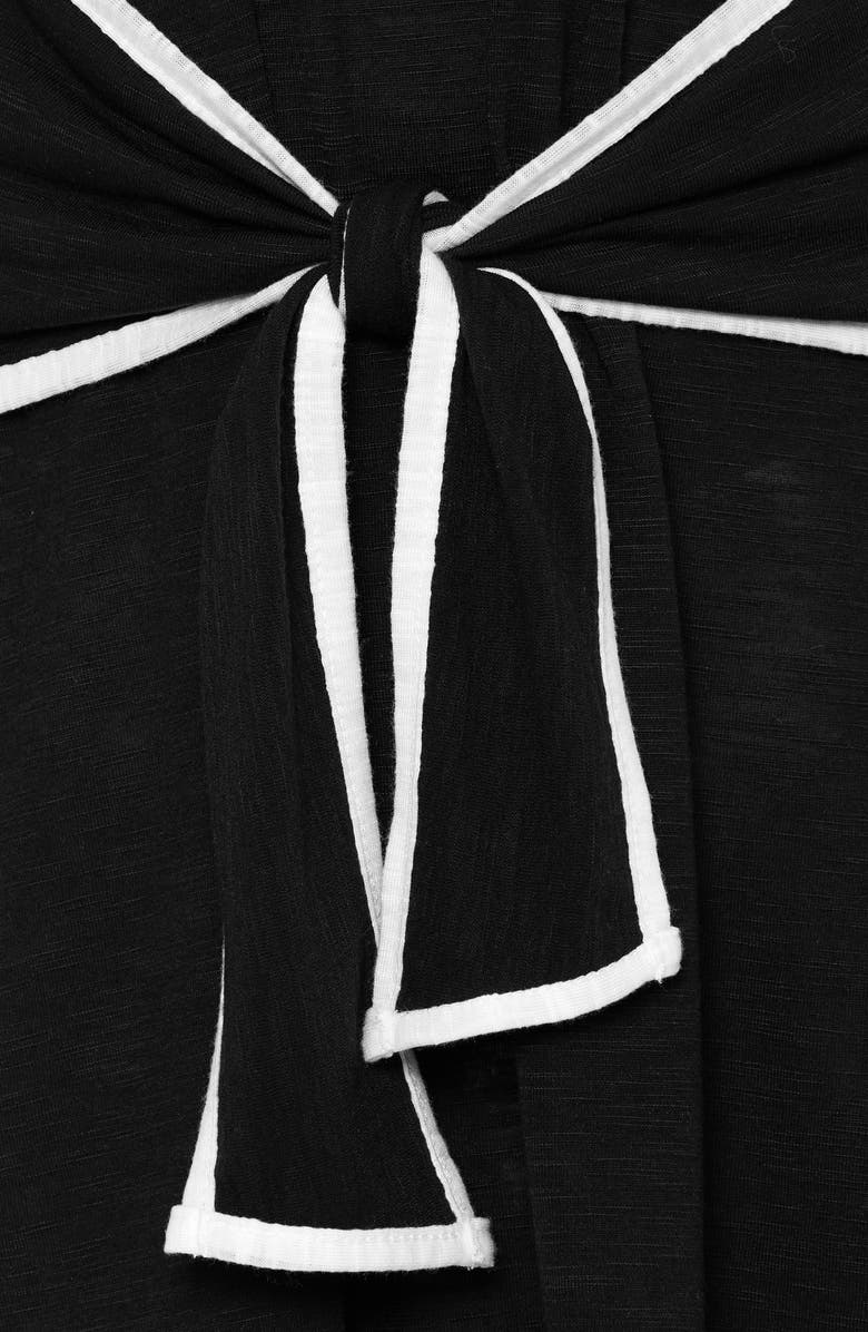 Becca Breezy Basics Tie Waist Cover-Up Dress, Alternate, color, Black/ White