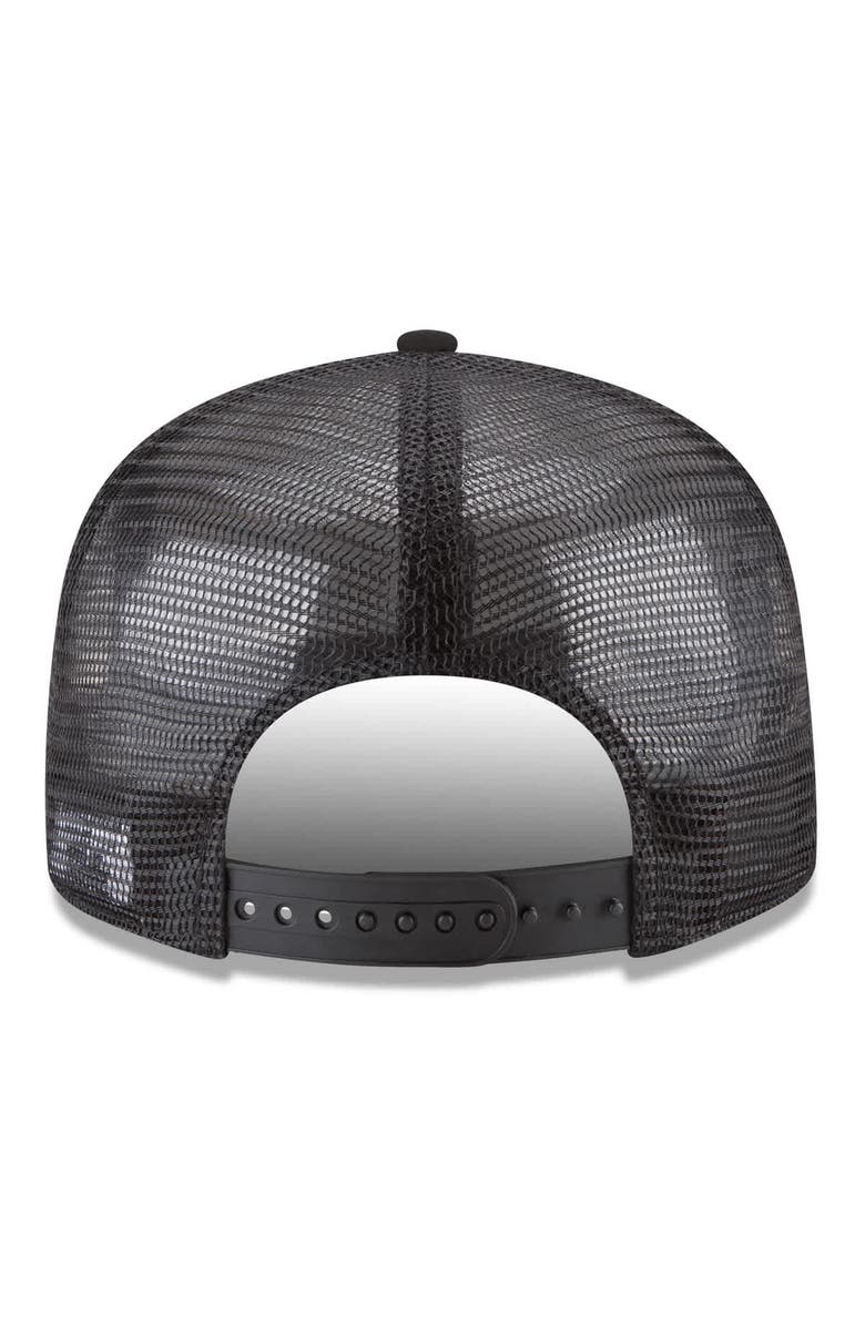 New Era Men's New Era Black Detroit Pistons Core Logo Meshback 9FIFTY Snapback Hat, Alternate, color, Black