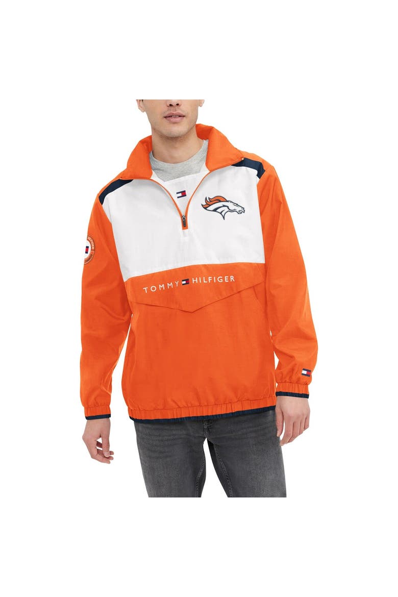 Men's Tommy Hilfiger Orange/White Denver Broncos Carter Half-Zip Hooded Top, Main, color, Orange