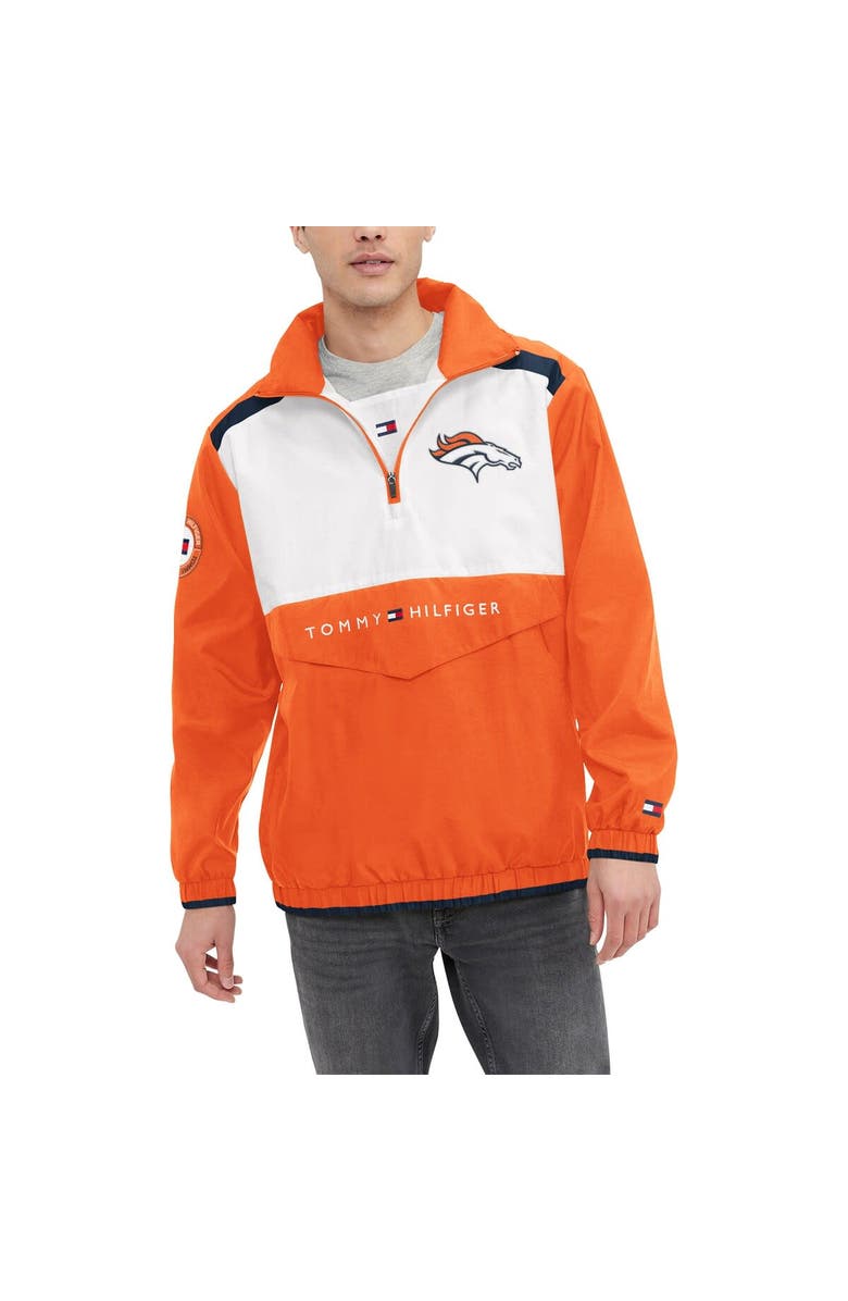 Tommy Hilfiger Men's Tommy Hilfiger Orange/White Denver Broncos Carter Half-Zip Hooded Top, Main, color, 
