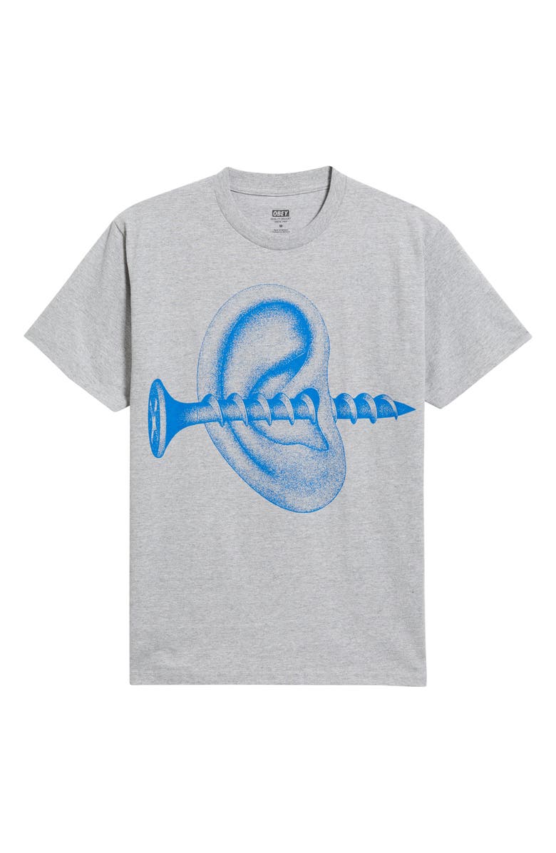 Obey Records Ear Cotton Graphic T-Shirt, Alternate, color, Heather Grey