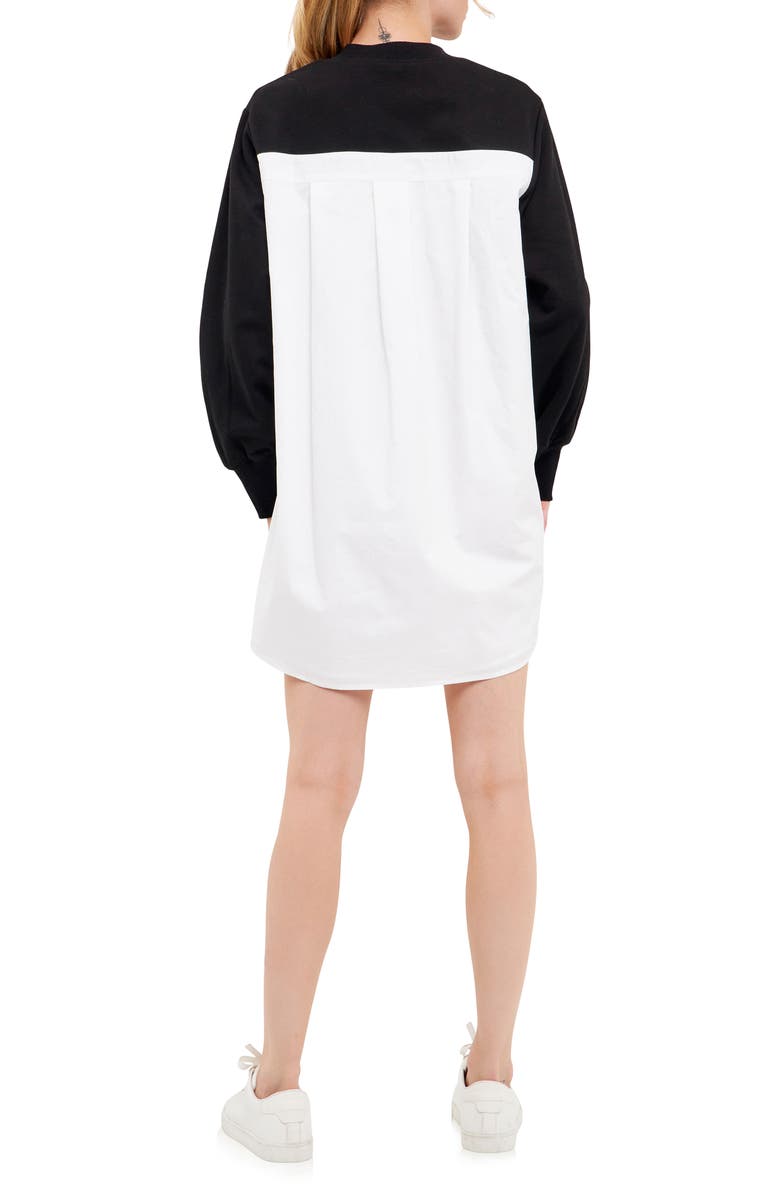 English Factory V-Neck Layered Sweatshirt Dress, Alternate, color, 