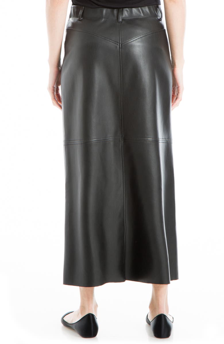 MAX STUDIO Faux Leather Slit Front Skirt, Alternate, color, Black-Black