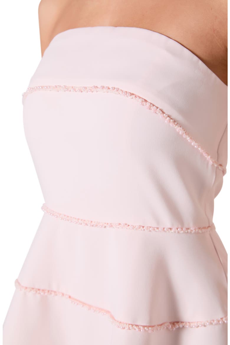 Faux Pearl Trim Strapless Minidress, Alternate, color, PINK