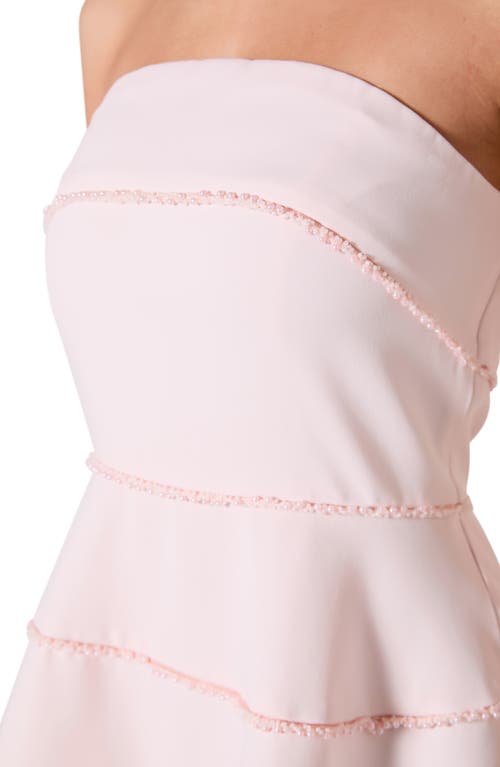 Endless Rose Faux Pearl Trim Strapless Minidress In Pink