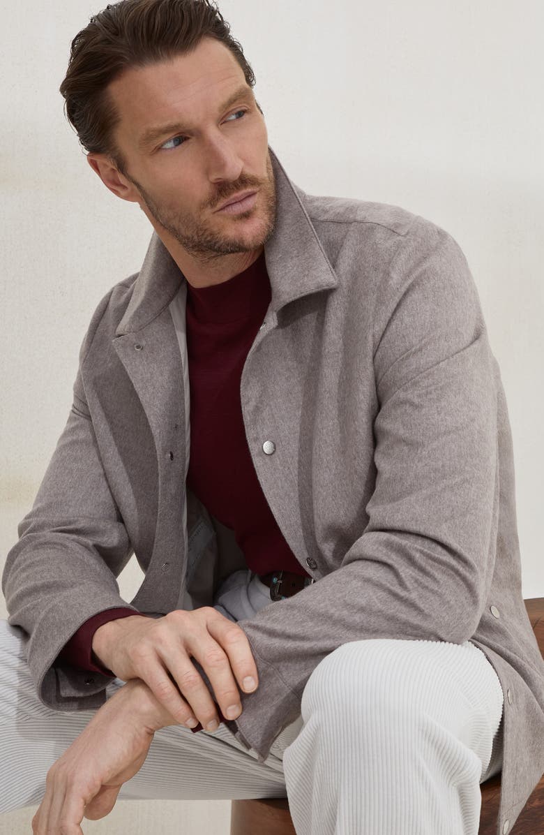 Brunello Cucinelli Shirt-style outerwear jacket, Alternate, color, Bark