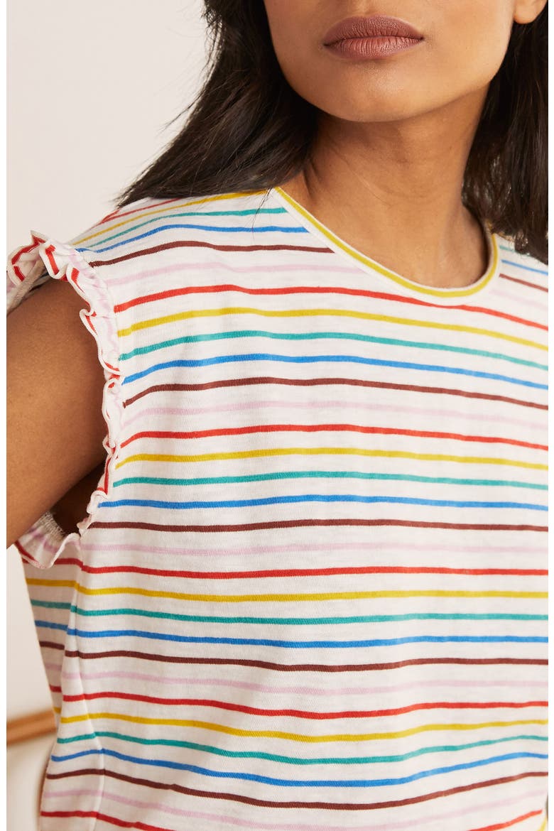 Faye Ruffle Trim Top, Alternate, color, SUMMER RAINBOW MULTI BRETON