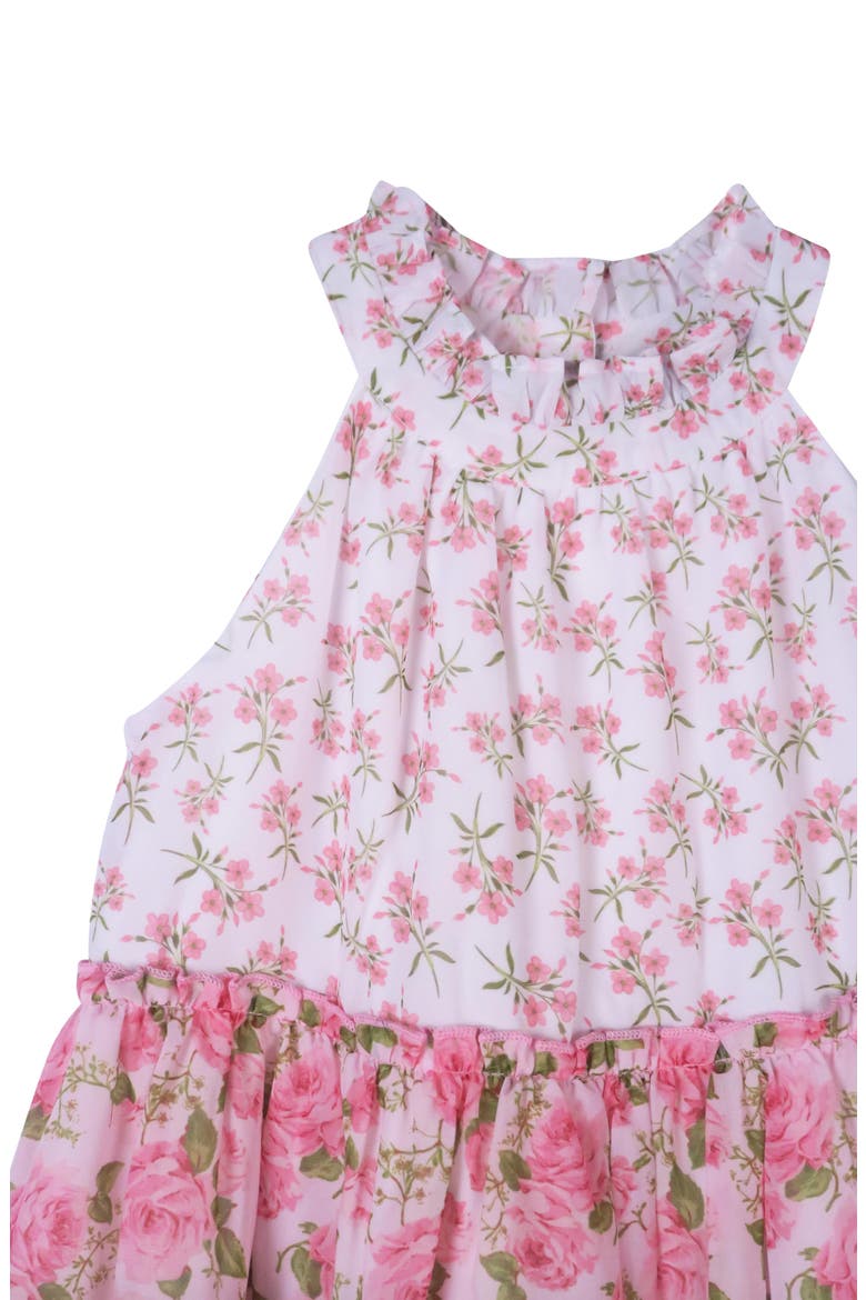 Kids' Halter Neck Tiered Floral Print Dress, Alternate, color, PINK MULTI