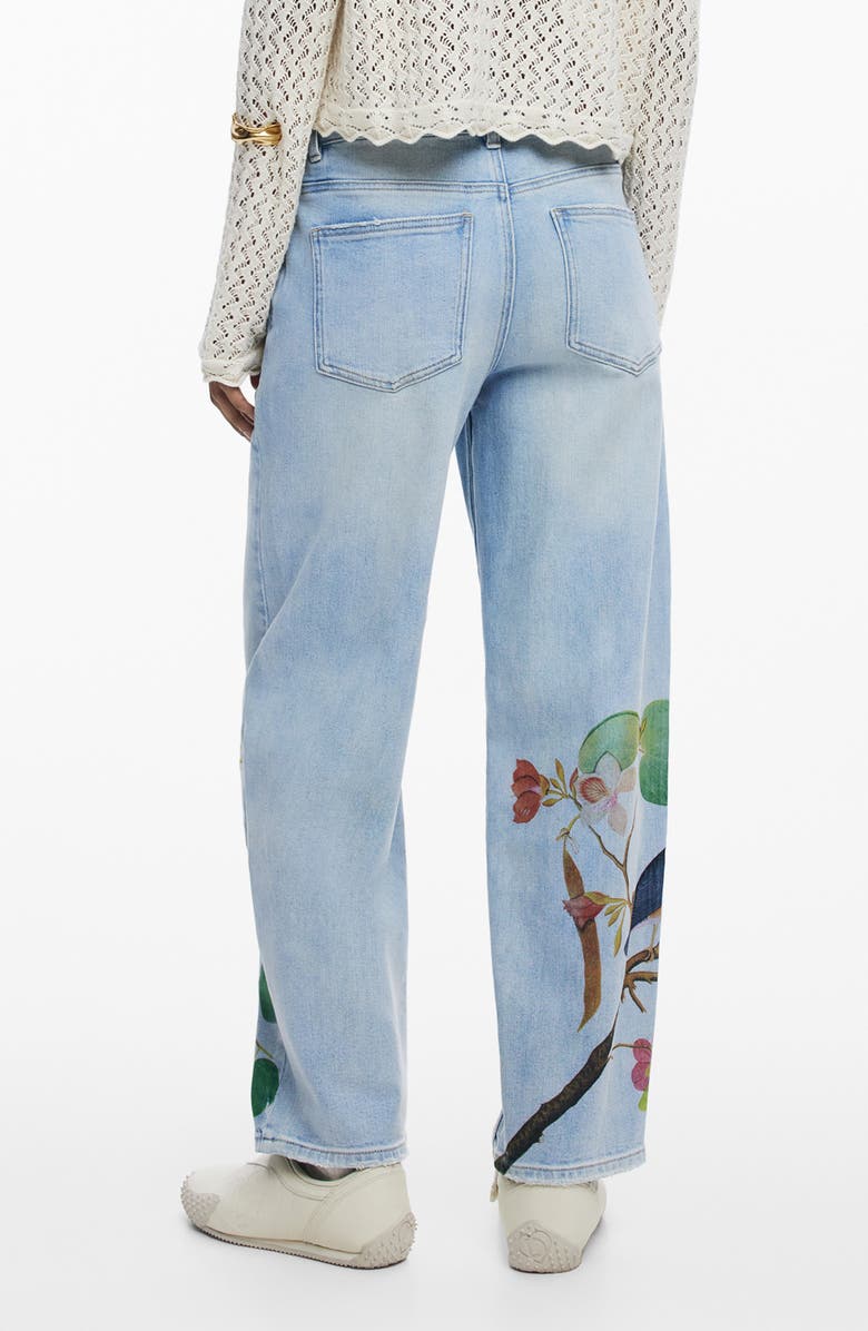 Desigual Artist Print Boyfriend Barrel Jeans, Alternate, color, 