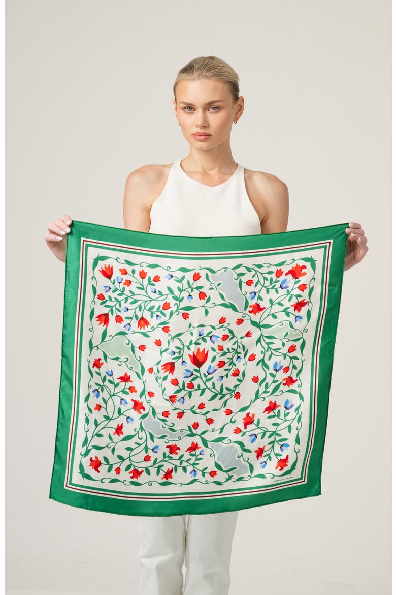 Green Valley Double Sided Silk Scarf, Alternate, color, Green