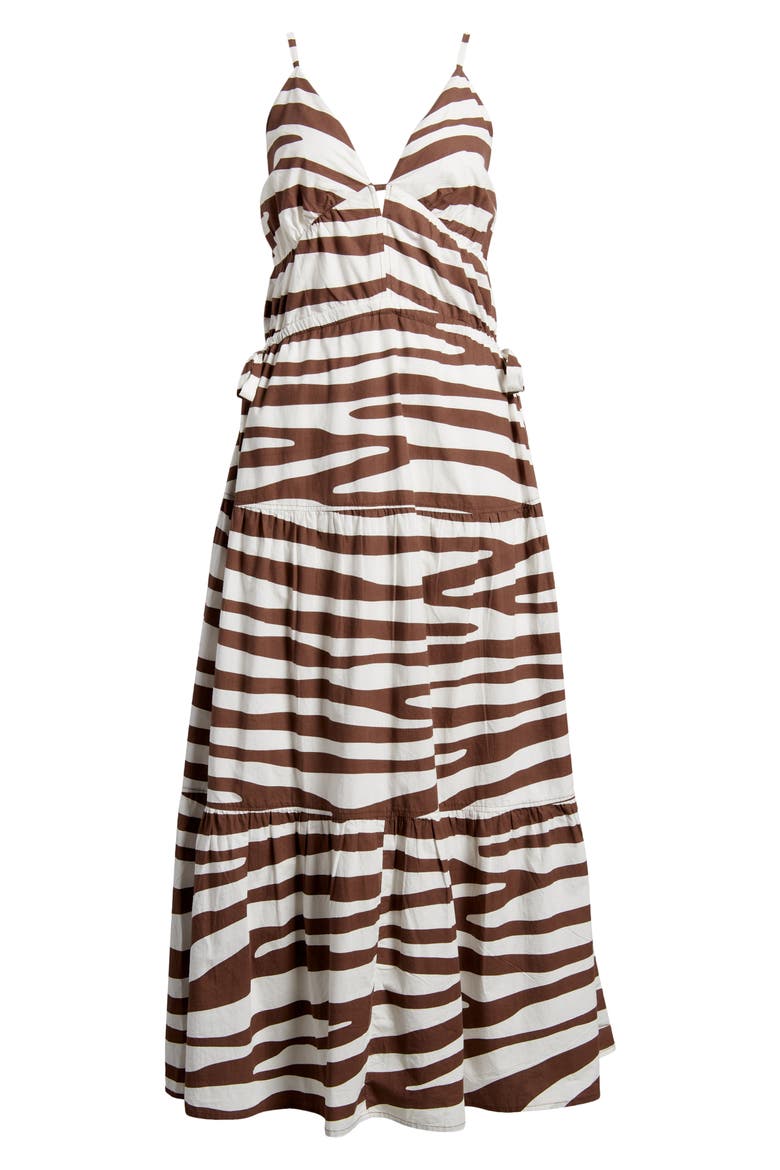 Stripe Tiered Cotton Maxi Dress, Alternate, color, SERENGETI BROWN