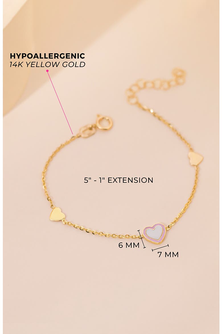 14k Mother of Pearl Heart Bracelet, Alternate, color, Pink
