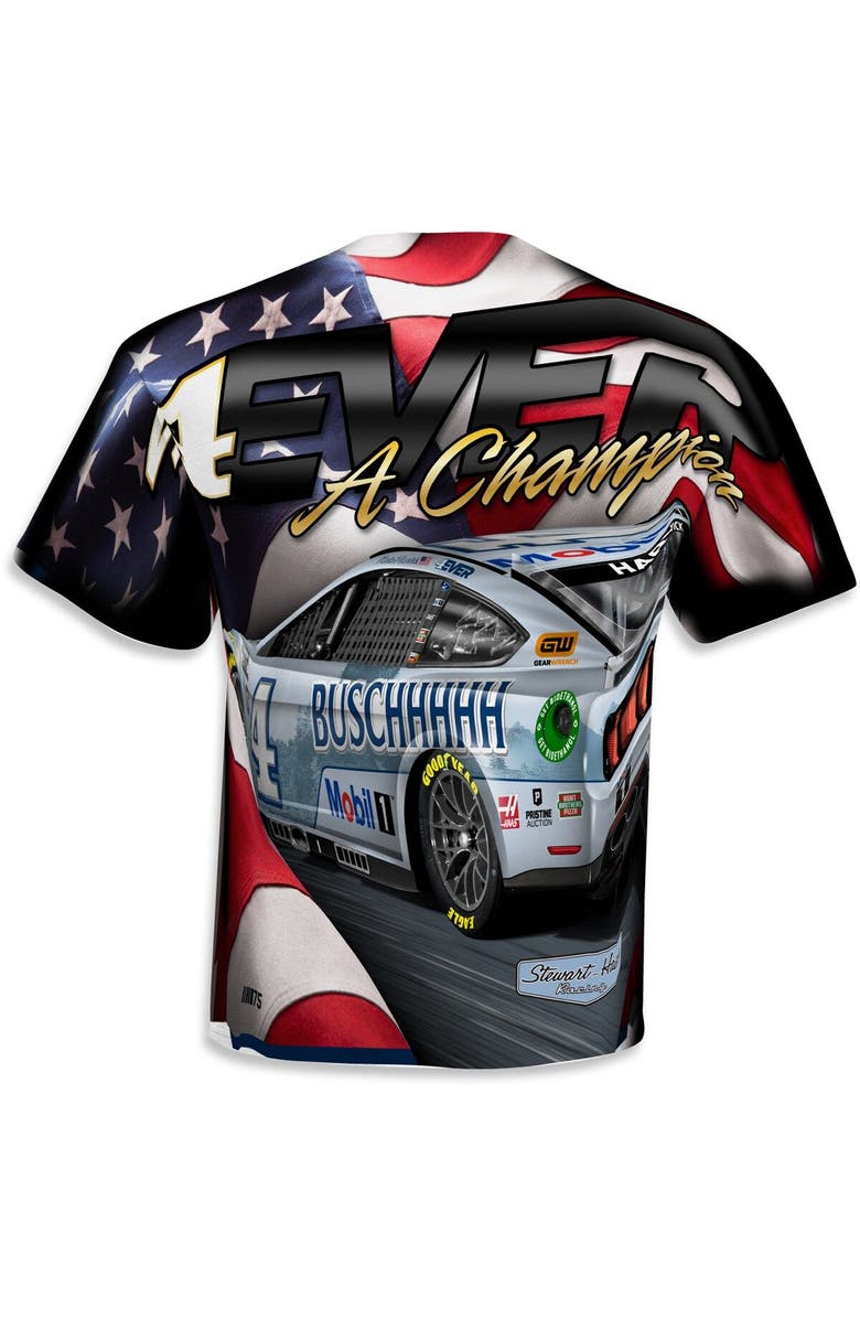 STEWART-HAAS RACING Men's Stewart-Haas Racing Team Collection White Kevin Harvick Sublimated Patriotic T-Shirt, Alternate, color, White
