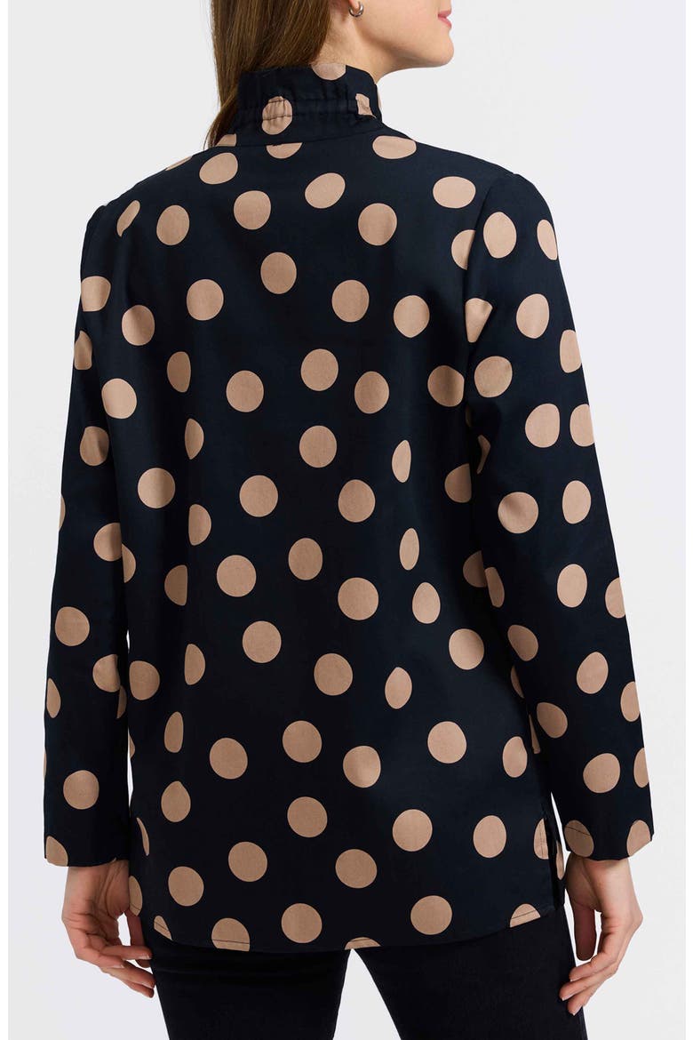 Agnes Dot Print Three-Quarter Sleeve Popover Top, Alternate, color, BLACK/ ALMOND