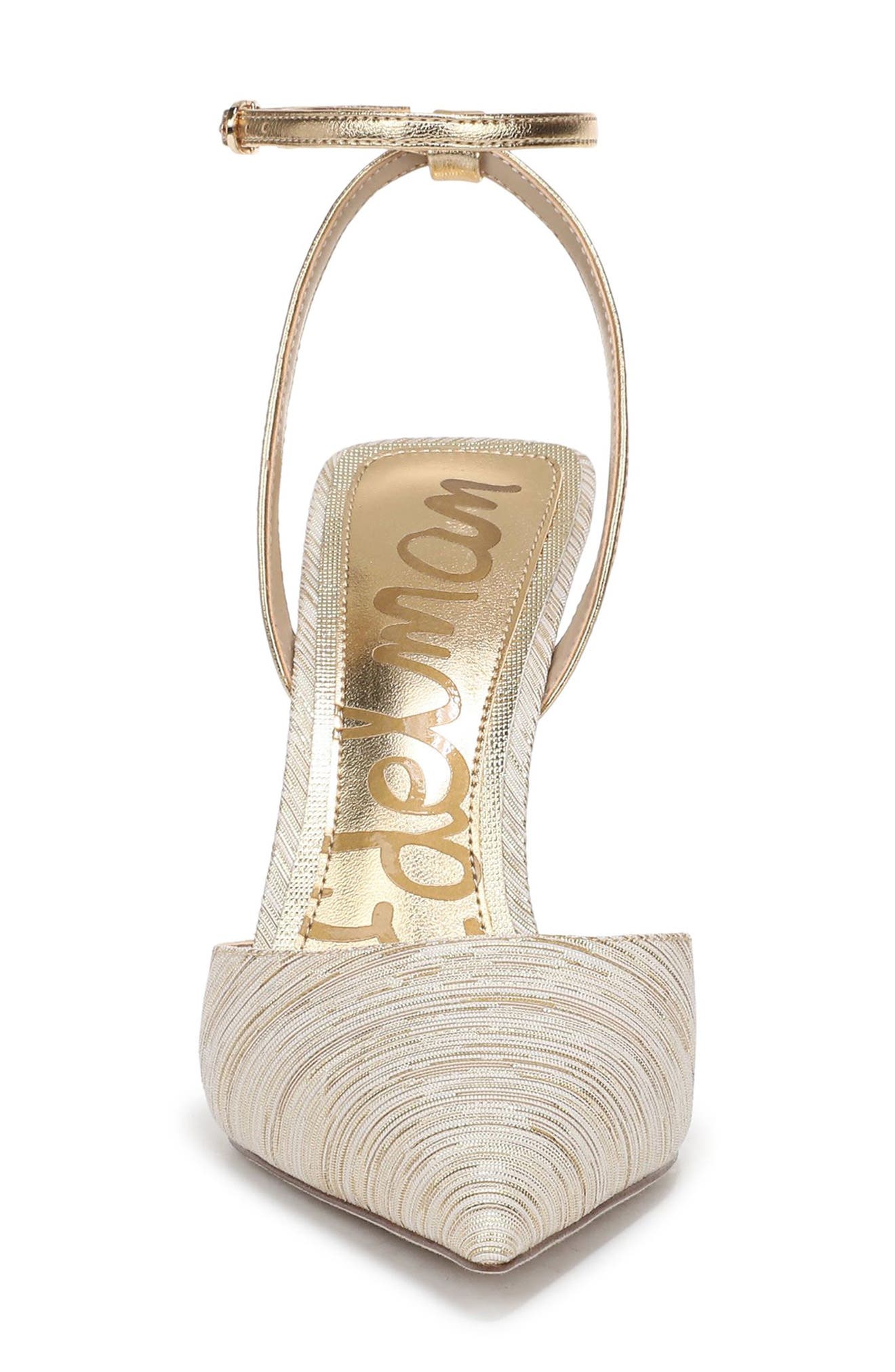 Ankle Strap Pointed Toe Pump, Alternate, color, AMBER GOLD SE