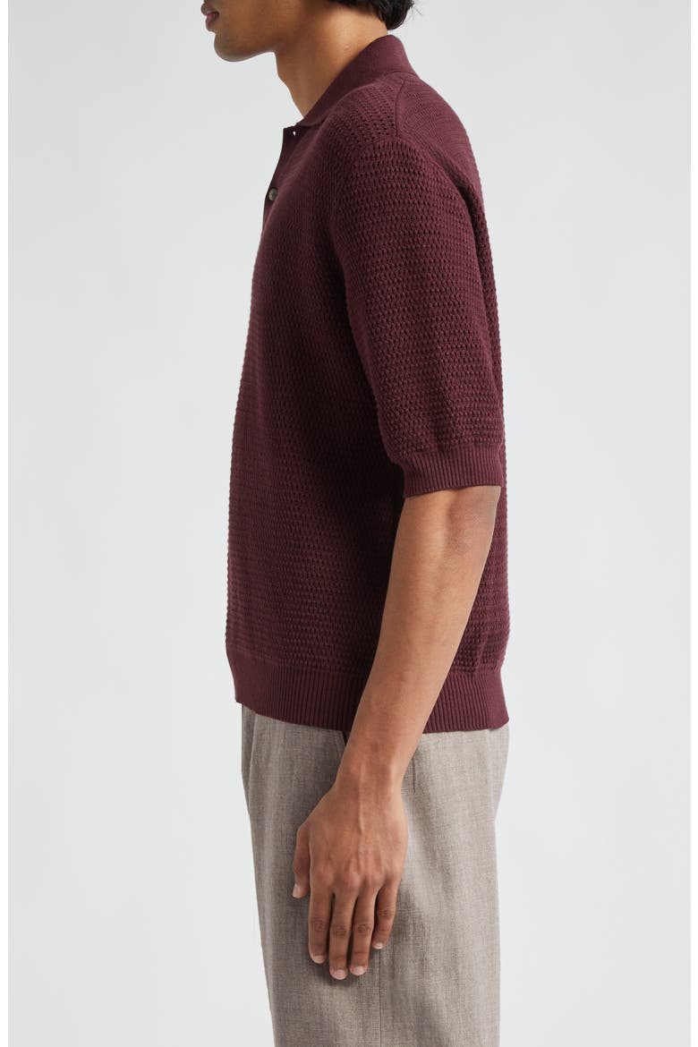 Honeycomb Knit Polo, Alternate, color, PLUM