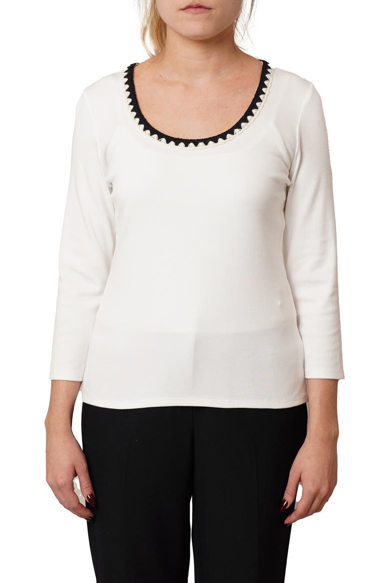 Stitched U-Neck T-Shirt, Main, color, BONE/ BLACK