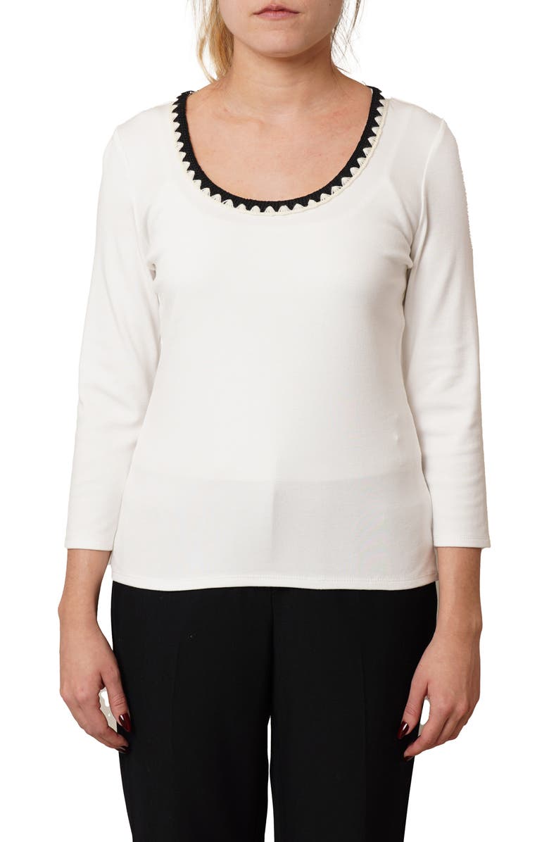 CYRUS Stitched U-Neck T-Shirt, Main, color, Bone/ Black