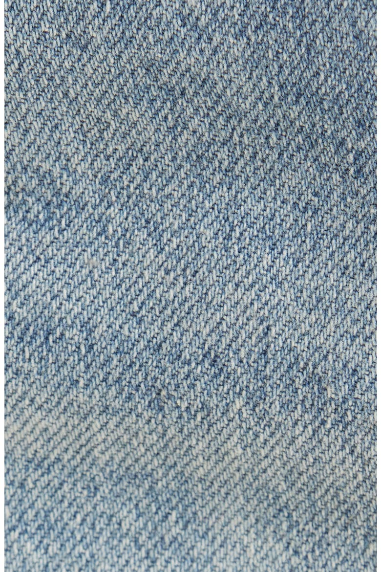 Evalina Raw Hem Denim Miniskirt, Alternate, color, MED WASH